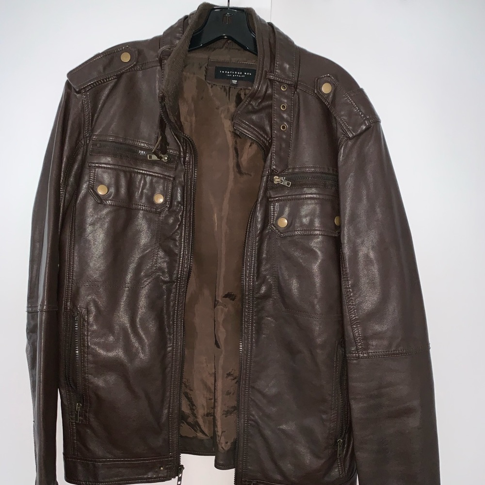 Brown fake leather jacket